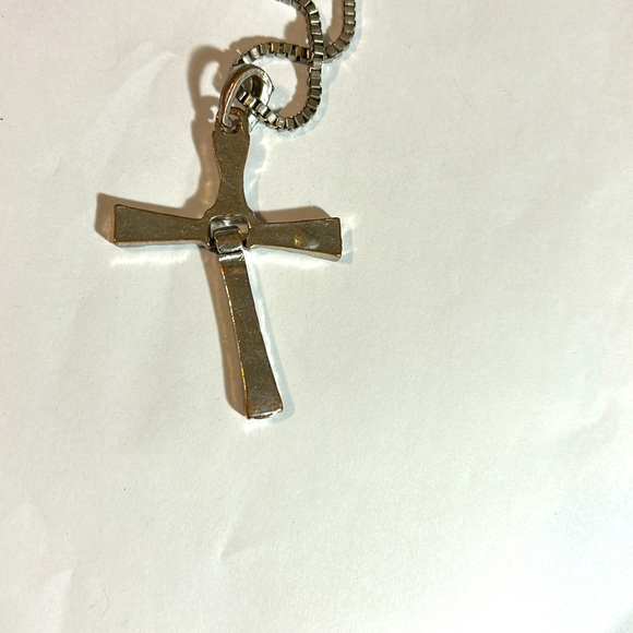 Men\'s large 3 inch cross with rhinestones 925 sterling silver .vintage.